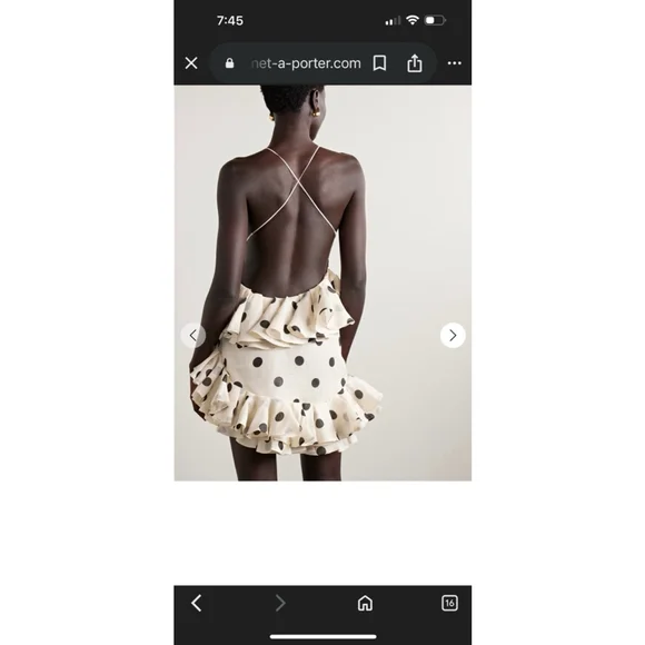 Zimmermann Black and White Polka Dot Crush Ruffle Mini Dress Size 4/6 (1) - Picture 4 of 13